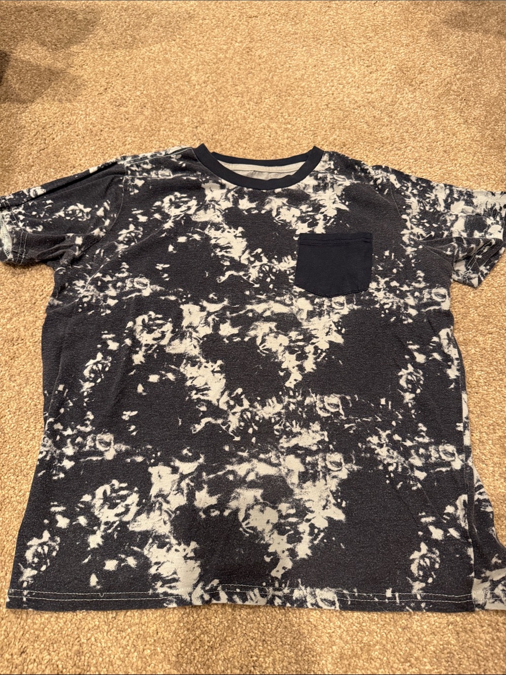 Kids Short Sleeve Tie-Dye Pocket Tee - Navy/White